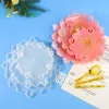 DM361 Three Layer Fruit Serving Plate Silicone Mold Set Crystal Tea Cup Pad Cake Dessert Tray Molde With Metal Stand