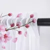 봄 체리 꽃 그라디언트 부엌 작은 커튼 얇은 명주 그 짧은 커튼 침실 거실 홈 장식 Voile Drapes