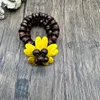 Bangle 2024 Yellow Green Flower Wood Bracelet For Women Bohemian Multi Layer Bib Beads Jewelry Stretch Strand Bracelets & Bangles