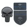 3d PVC Blue Line American Flavel Skull PVC Patches militares de sacos ao ar livre Fãs do exército Combate Acessórios para vestuário DIY