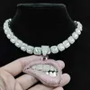 Подвесные ожерелья мужчины Женщины Хип -хоп кусочек для укуса губы.