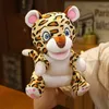 1pc 28cm de desenho animado animal brinquedos de fantoche kawaii pato branco urso dinossauro leopardo luxuoso boneca bebê brinquedos educacionais presentes 240321