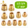 1PCS銅M/F 1/2 "3/4" 1 "BSP 14x1.5男性から雌のねじ付き真鍮カプラーアダプター真鍮パイプフィッティングウォーターガスコネクタ