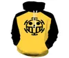 Anime One Piece 3D Hoodie Sweatshirts Trafalgar Law Cosplay Pirates of Heart Thin Pullover Hoodies Toppar Ytterkläderrockutrustning G1203592423