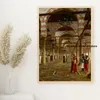 Retro alte arabische Syrien Nahen Straßenmarkt Lebens Moschee Landschaft Kunstplakat Leinwand Maldruck Bild Hausdekoration