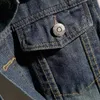 Men Hooded Denim Jacket Loose Outer Jeans Hoodies Stylish Contrast Color Trendy for Custom Plus Size Stand