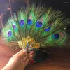 Dekorative Figuren Pfauen Feather Lüfter Offener Bildschirm Phoenix Handheld Accessoires weibliche chinesische Stil Kostüm Shooting Po Home Dekorationen