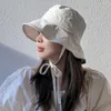 Beralar 2024 INS Kore dantel pamuk kova şapkaları Kadın İlkbahar ve Yaz Açık Seyahat Hafif Güneşlik Güneş Koruyucu Harajuku Havza Kapakları