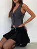 Damesvesten Fashion Women Pinstripe Vest Mouwloze V Neck Button Outport Gilet Gilet voor casual straatclubstijl S M L