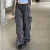 Donne pantaloni da carico che corse Y2K Harajuku Scipio gamba larga jogger femminile hip hop pantaloni oversize di colore solido 240411