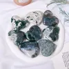 1pc de cristal natural de cristal de cristal ágata forma de escultura cura pedra verde musgo agate amor estatueta decoração doméstica