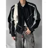 Men's Jackets American Retro Patchwork Contrasting Color Fashionable Loose Casual High Street Silhouette Jacket Men Tops Male Clothes