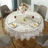 Accueil PVC Tableau d'huile imperméable à l'huile épaississer la nappe ronde rond Couverture de table basse de thé pour le banquet de fête de mariage