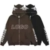 Design Horn Letter Stampa con cappuccio con cappuccio con cappuccio Mens Street Zipper Cardigan con