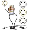 Selfie Ring Light med mobiltelefonhållare Stand Lazy Bracket Desk Lamp för Makeup Live Stream LED -kamera Flexibla Arms4671824