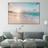 Sea Beach Pier Sunset Beach Ocean with Seagulls Landscape Art Posters Canvas Painting Wall Prints Pictures for Room Home Decor