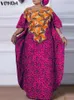Plus Size 5xl Vonda Women Party Maxi Long Dress Summer Sundress Bohemian Printed Robe Femme Casual Bat-Wing Sleeve Vestido 240402