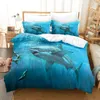 Deep Sea Shark Duvet Cover Set Black Shark Bedding Sets Underwater World Ocean Life Comforter Cover Set for Boys Men Queen Size