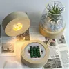 10 cm Circle Wood LED -lamphållare AAA -batteriet drivs 3D Tabellnatt Lampbasdisplay Stand för kristallharts Konstprydnader