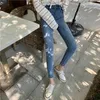 Damesjeans N6119 Fashion All-match Retro High Taille Slim Nine Pencil Pants