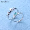 1Pair Rhinestones Crown Copper Plated Platinum Overlap Opening Par Ring justerbara fingermycken