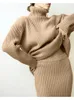 Work Dresses Sets For Women 2 Pieces Knit Sweater Women's Skirt Turtleneck Set Loose Pullover Two Piece