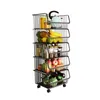 Вращающиеся корзины для хранения стойки стекают металлическая корзина кухонная хранение на полке тележки тележка фруктовые овощные организатор с колесами