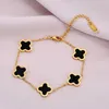 18K Gold Plated Non Tarnish Waterproof Stainless Steel Jewelry Charm Lucky Leaf Clover Bracelet necklace earrings set for women