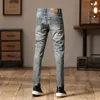 Jeans de jeans masculino Menina de moda retro lavada azul magro skinny bordado bordado remendado designer hip hop calças de jeans