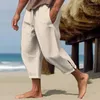 Pantaloni maschili estate quotidianamente comfort traspirante per la spiaggia traspirato da uomo per leisure pantaloni da uomo in cotone casual lino di cotone solido coulisse sciolte