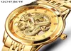Skeleton Gold Mechanical Watch Men Automatic 3D Carved Dragon Steel Mechanical Wrist Watch China Luxury Top Brand Self Wind 2018 Y2309821