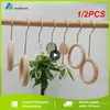 Hangers 1/2PCS Clothing Store Hook Wood Multi-function Circle Sturdy Durable Double-headed Wholesale Home Storage Rack Ring Hat Clip