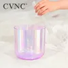 CVNC 7 pouces Alchimie claire Quartz Crystal Singing Bowl Purple avec lumière cosmique pour guérison sonore avec maillet libre et joint torique