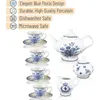 Blue Dream Tea Set cups 8oz Pot 48oz Creamer and Sugar Gift box China Service Cups 240411