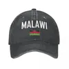 Boll Caps Men Baseball Cap Malawi Flagg och teckensnitt Kol tvättat denim Classic Vintage Cotton Dad Trucker Hat Unisex vuxen