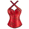 CORSET Noir Plus taille supérieure Bustier Halter Broderie de broderie exagérée Burlesque Sexy Lingerie Femmes Red Dropshipping