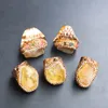 Micro -inleg citrine kristal open ringen voor vrouwen onregelmatige boho natuurlijke kristallen vingerring bruiloft sieraden