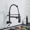 Robinet de lavabo de cuisine noire mate intégrée dans le mélangeur mural Tap sans tuyau à double robinet pulvérisateur de cuisine grue simple à eau froide