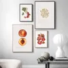 Affiches d'art mural de cuisine Fig Papaya Oyster Cabbage Canvas Peinture des impressions de légumes de fruits vintage Image de salle à manger décor