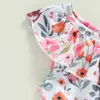 Toddler Girls Summer 2PCS Swimwear Sets One épaule Tops floraux + shorts à volants tutu