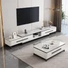 Rock Slab TV Stands Tea Table Set Modern Minimalist Light Luxury TV Stand Living Room Furniture Home Small Apartment TV Cabinet