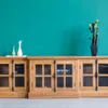 Country French Oak Wood TV Sold Stand High Light Luxury Log Lock Room Storage Gabinete