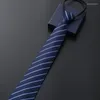 Bow Ties Lazy Zipper Men's Tie Business Formal Dress Wear Stripe Solid Color Necktie Wholesale Gifts For Men Slim Skinny