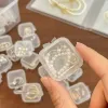 Mini plastförvaringslåda fyrkantig transparent vänd bärbar piller container smycken hållare örhängen liten förpackningsdisplayfodral