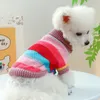 Dog Apparel Winter Clothes Soft Puppy Kitten Striped Cardigan Warm Knitted Sweater Fashion Clothing For Pet Dogs Cat