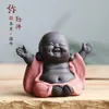 Tea Pets Data Maitreya Buddha Dekoracja zwierząt purpurowy Purple Sand można podnieść zestaw akcesoriów