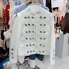 Kvinnorjackor Designer Office Ladies White Stand Collar Buttons Passar Jacka Kvinnor Vintage Floral Brodery Coat Slim Fit Party