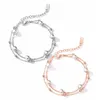 Bracelets de charme de pérolas de camada dupla S925 Sterling18K Gold Rose Pequeno jóias de grife frescas para mulheres elegantes Dia de Ação de Graças BRA9634442