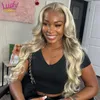 Ash Blonde Body Wave Lace Wig Frente Human Hair Wigs 13x4 HD Lace Transparente Wig Ombre Gray 13x6 Peruca Frontal para Mulheres