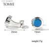 Cuff Links Cufflinks for Men TOMYE XK20S080 High Quality Classic Blue Buttons Casual Round Silver Color Dress Shirt Cuff Links Gifts Y240411